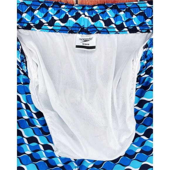 Speedo Board Swimsuit Swim Trunks Shorts Bottoms Mesh Liner Men’s Medium Blue - Picture 5 of 5